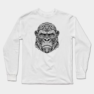 Biomechanical Gorilla: An Advanced Futuristic Graphic Artwork with Abstract Line Patterns Long Sleeve T-Shirt